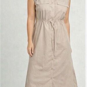 Old Navy Tan Button-Down Midi Dress